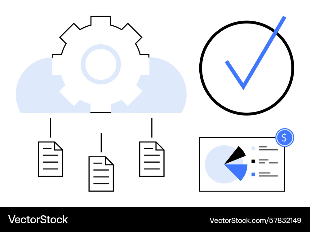 Cloud-based document management concept with data Cloud-based document management concept with data vector image