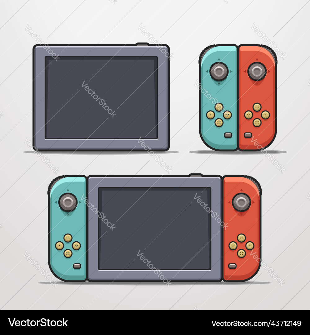 Colorful game console in set on white Colorful game console in set on white vector image