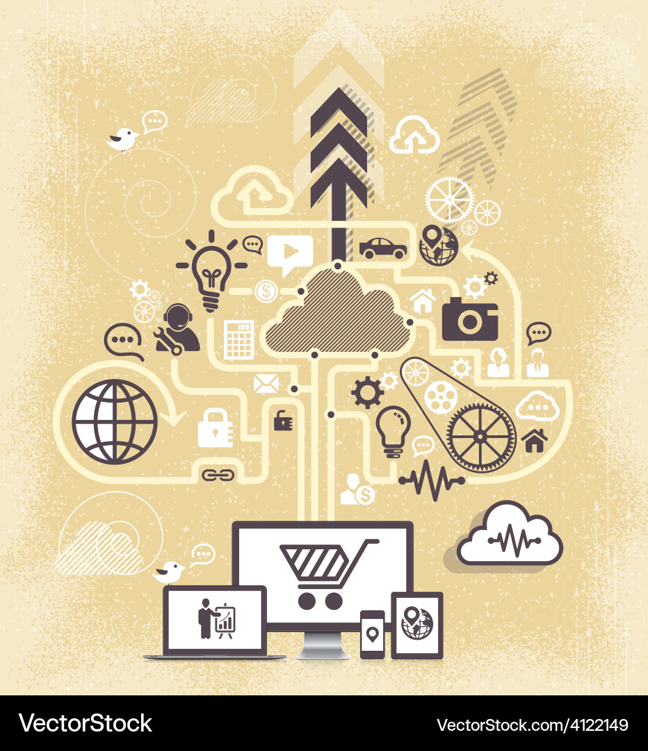 Communication in the global computer networks vector image