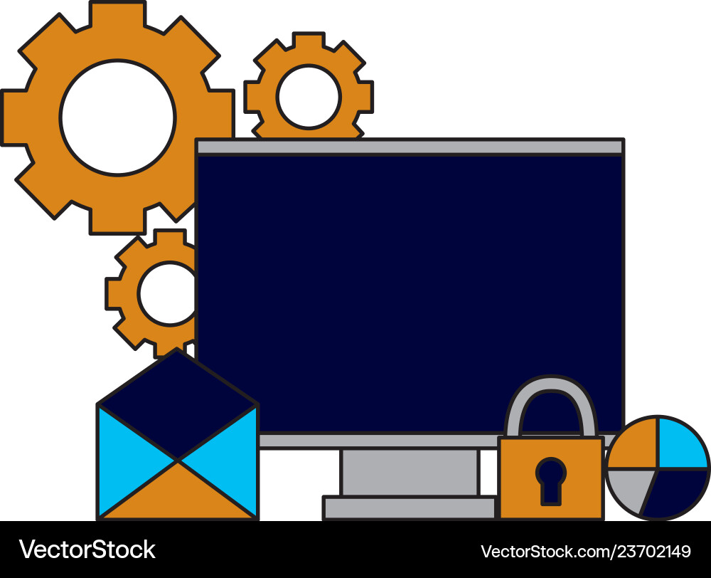 Computer email chart security setting vector image