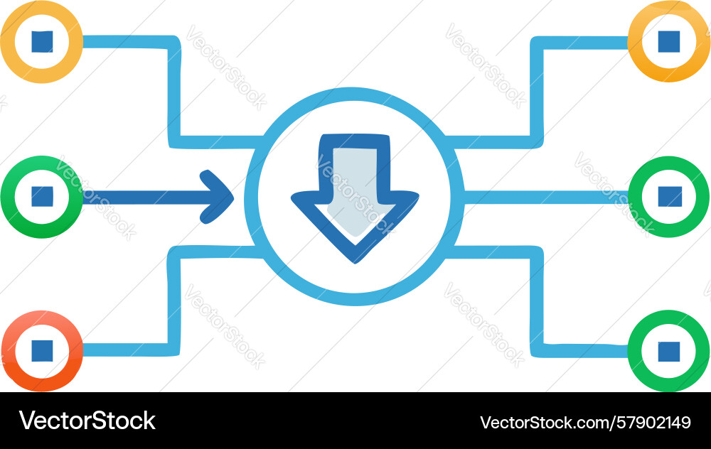 Data flow download icon network connection design vector image