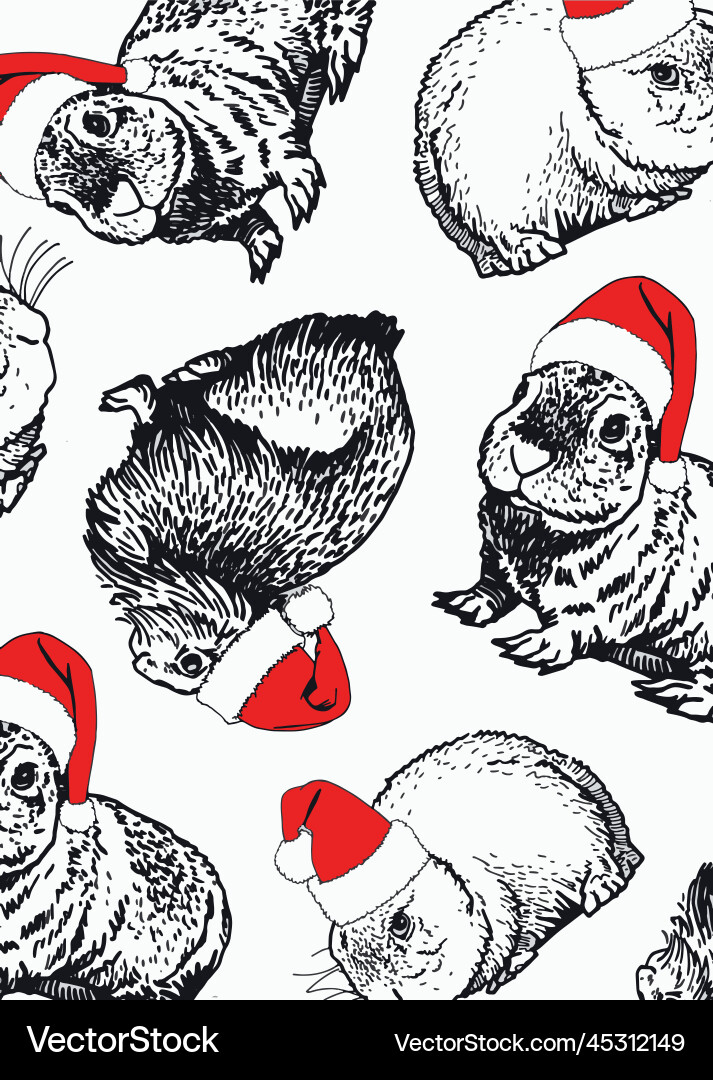 Graphical vertical pattern with rabbits in santa Graphical vertical pattern with rabbits in santa vector image