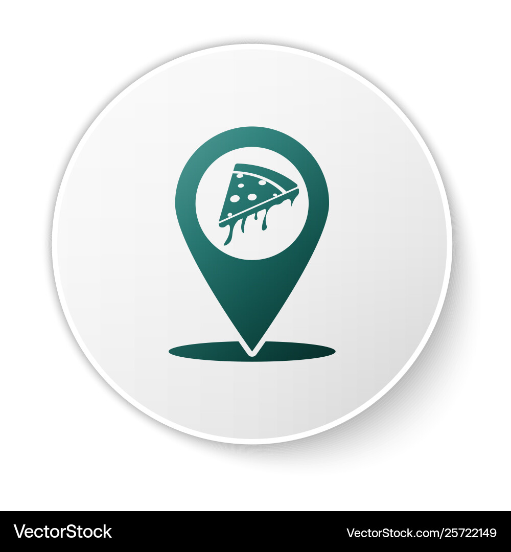 Green map pointer with fast food slice pizza icon Green map pointer with fast food slice pizza icon vector image
