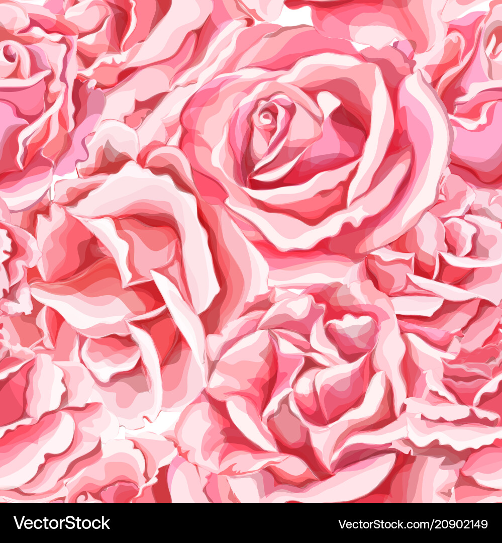 Hand rose flower blossom seamless pattern Hand rose flower blossom seamless pattern vector image