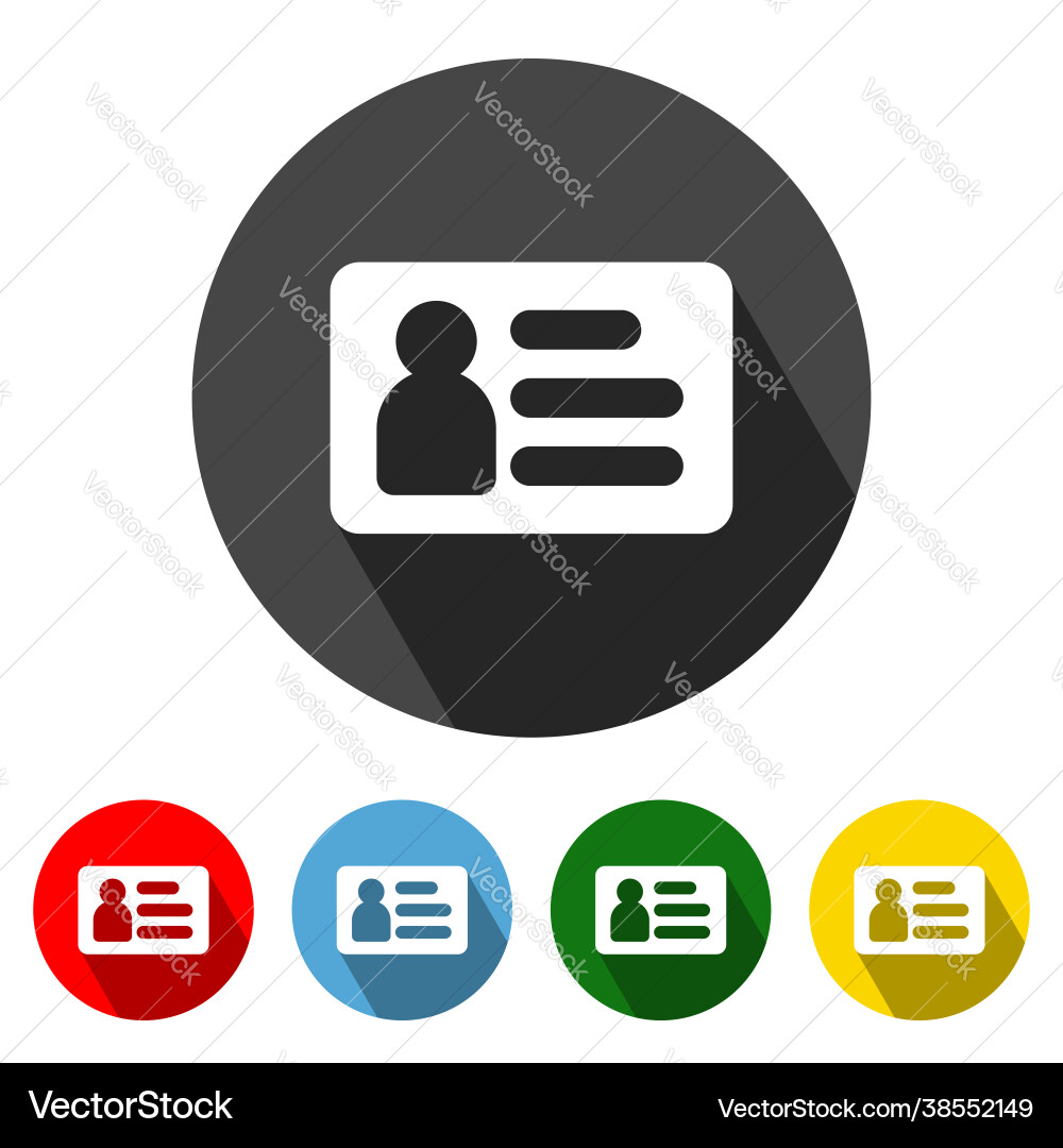 Id card flat style icon with long shadow Id card flat style icon with long shadow vector image