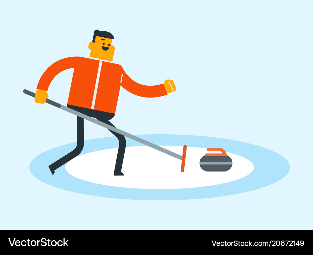 Kaukasische Sportler spielen Curling auf Eisbahn Kaukasische Sportler spielen Curling auf Eisbahn vektorbild