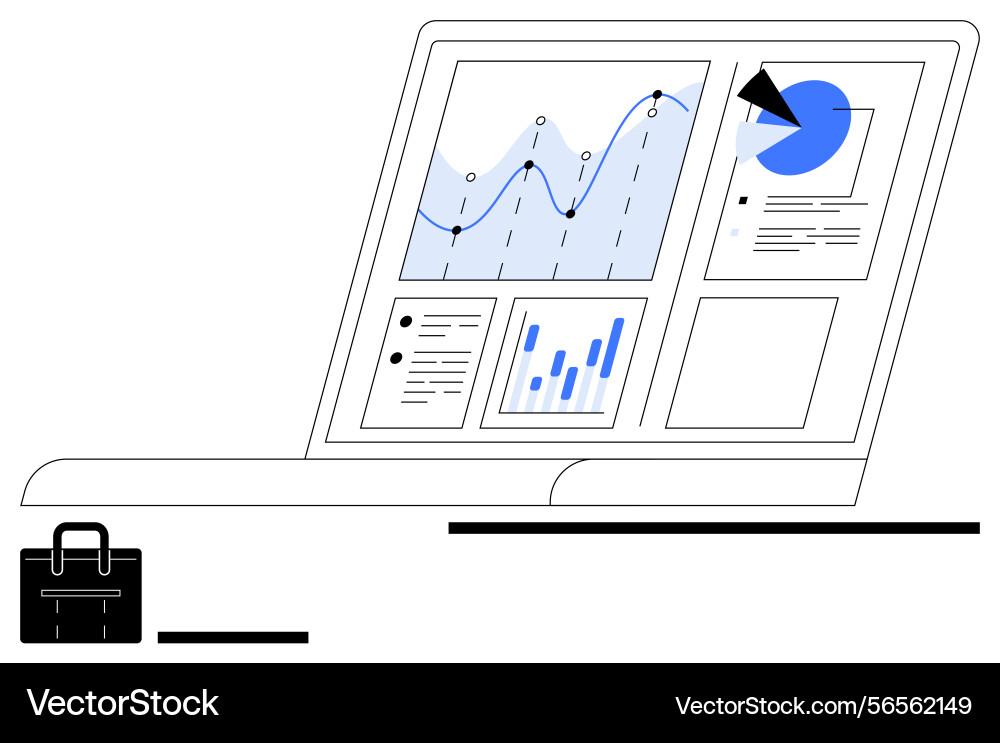 Laptop screen displaying interactive analytics Laptop screen displaying interactive analytics vector image