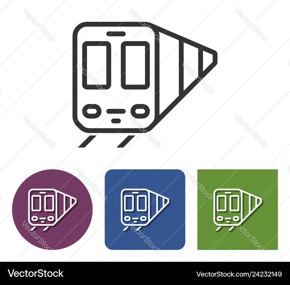Line icon of train in different variants Line icon of train in different variants vector image