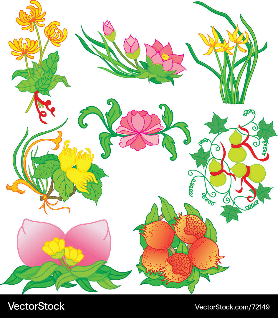 Oriental flowers Vector Image