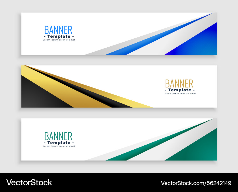 Pack of three abstract website header layout vector image