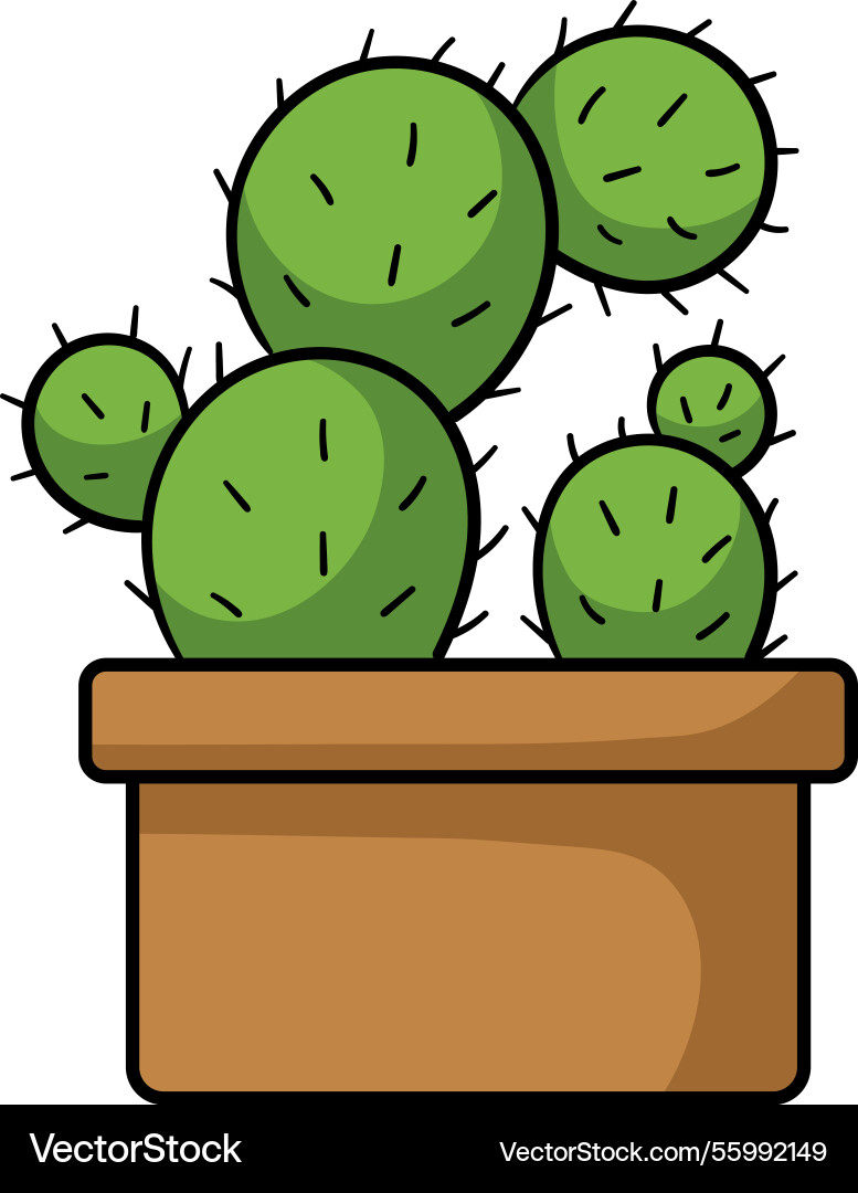 Prickly pear cactus with multiple round green Prickly pear cactus with multiple round green Vector Image