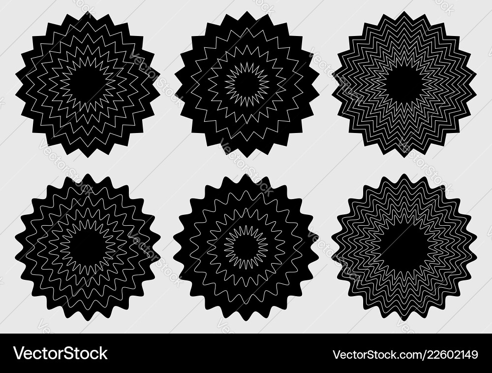 Radial contour elements with distorted decorative Radial contour elements with distorted decorative vector image