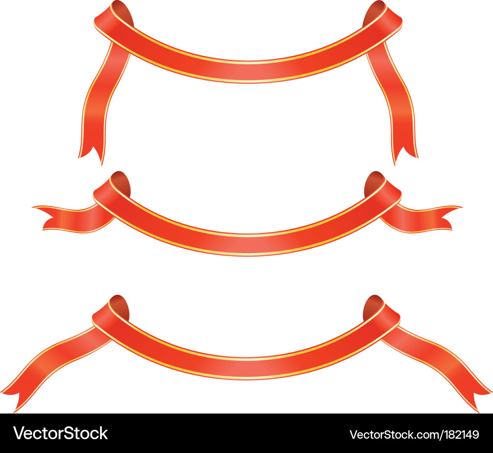 Red Ribbon Set Vector Image