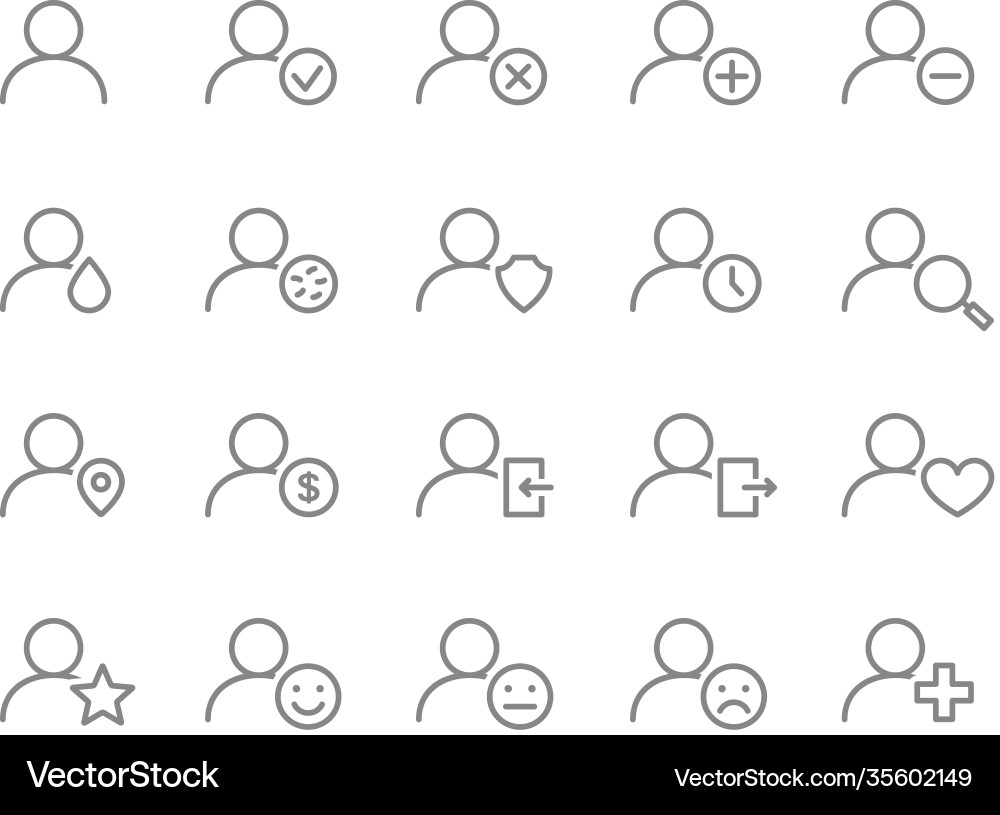 Set users line icon humans with different vector image