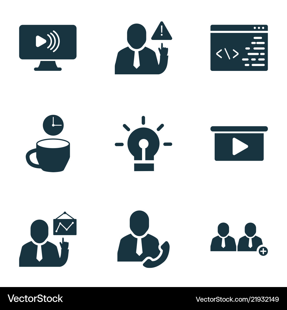 Teamwork icons set with add team call employee Teamwork icons set with add team call employee vector image