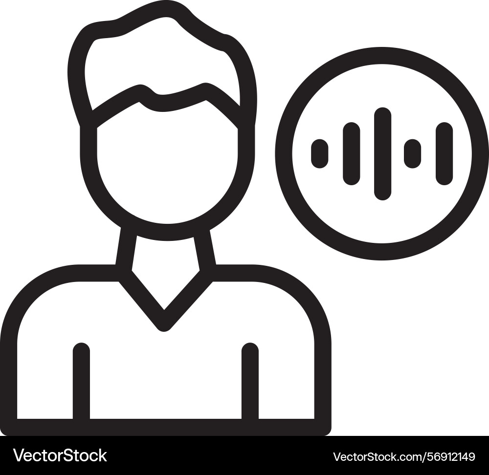 Voice recognition linear style icon design Vector Image