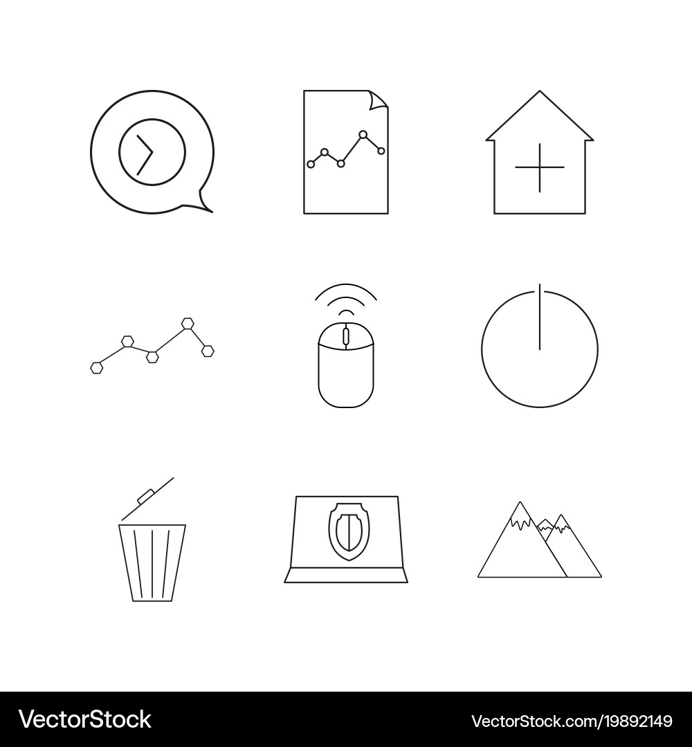 Web linear icon set simple outline icons Vector Image