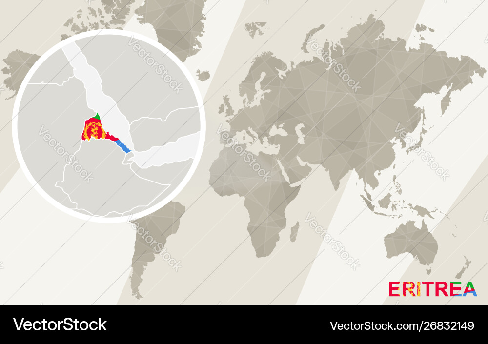 Zoom on eritrea map and flag world Zoom on eritrea map and flag world vector image