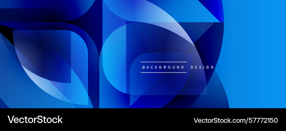 Abstract blue shapes overlap creating dynamic vector image