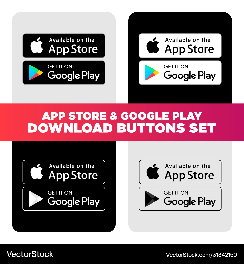 App Store & Google Play Buttons vector image