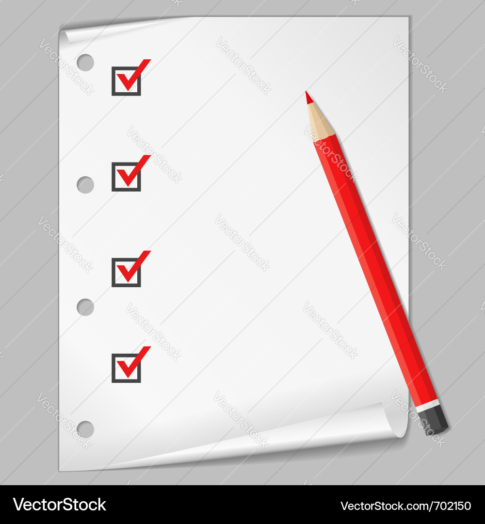 Checklist with Pencil Vector Image
