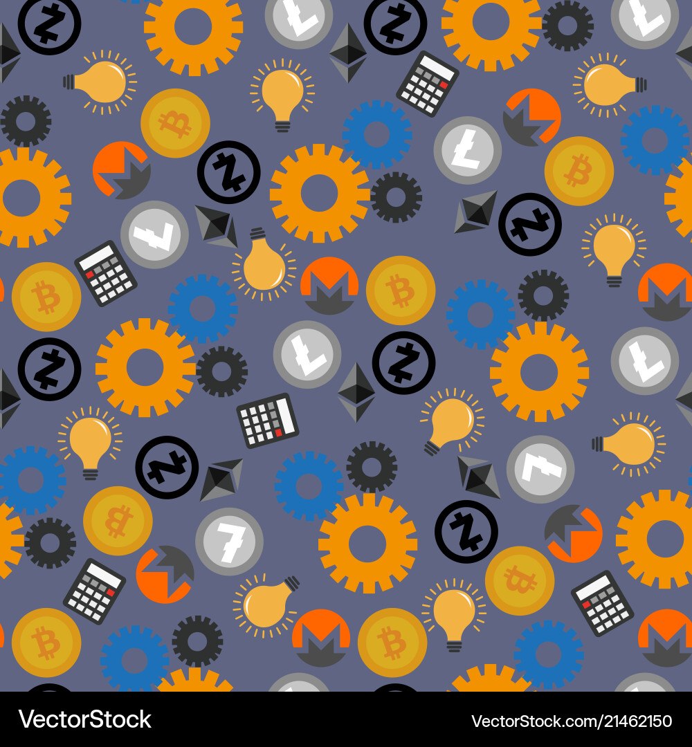 Cryptocurrencies mining seamless pattern Cryptocurrencies mining seamless pattern vector image
