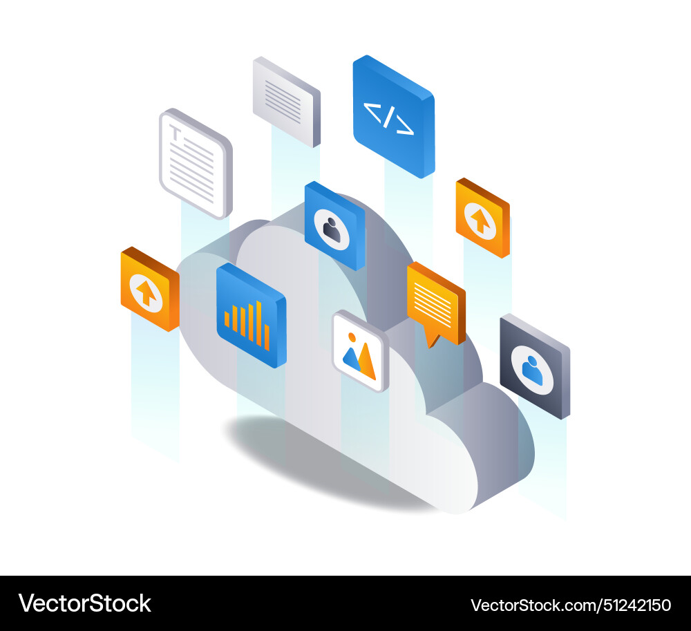 Data cloud server technology infographics 3d flat vector image