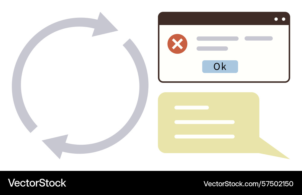 Error message with reload cycle arrows vector image