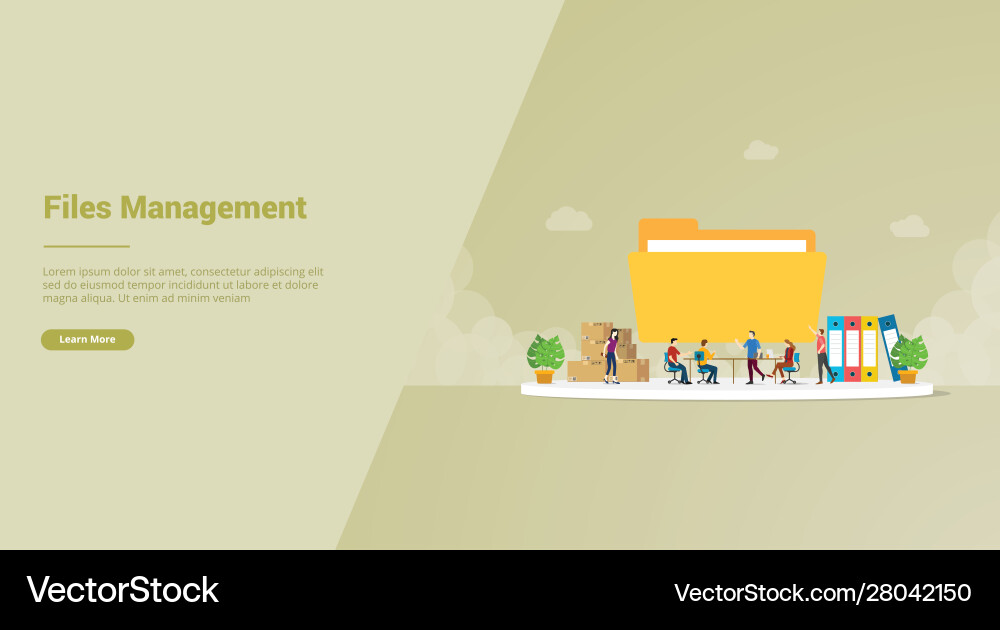 Files management efficiency concept for website Files management efficiency concept for website vector image