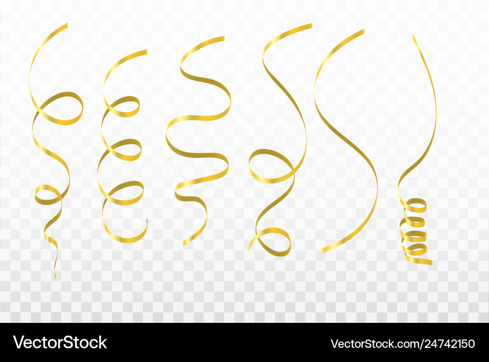 Gold confetti celebration carnival ribbons luxury Gold confetti celebration carnival ribbons luxury vector image