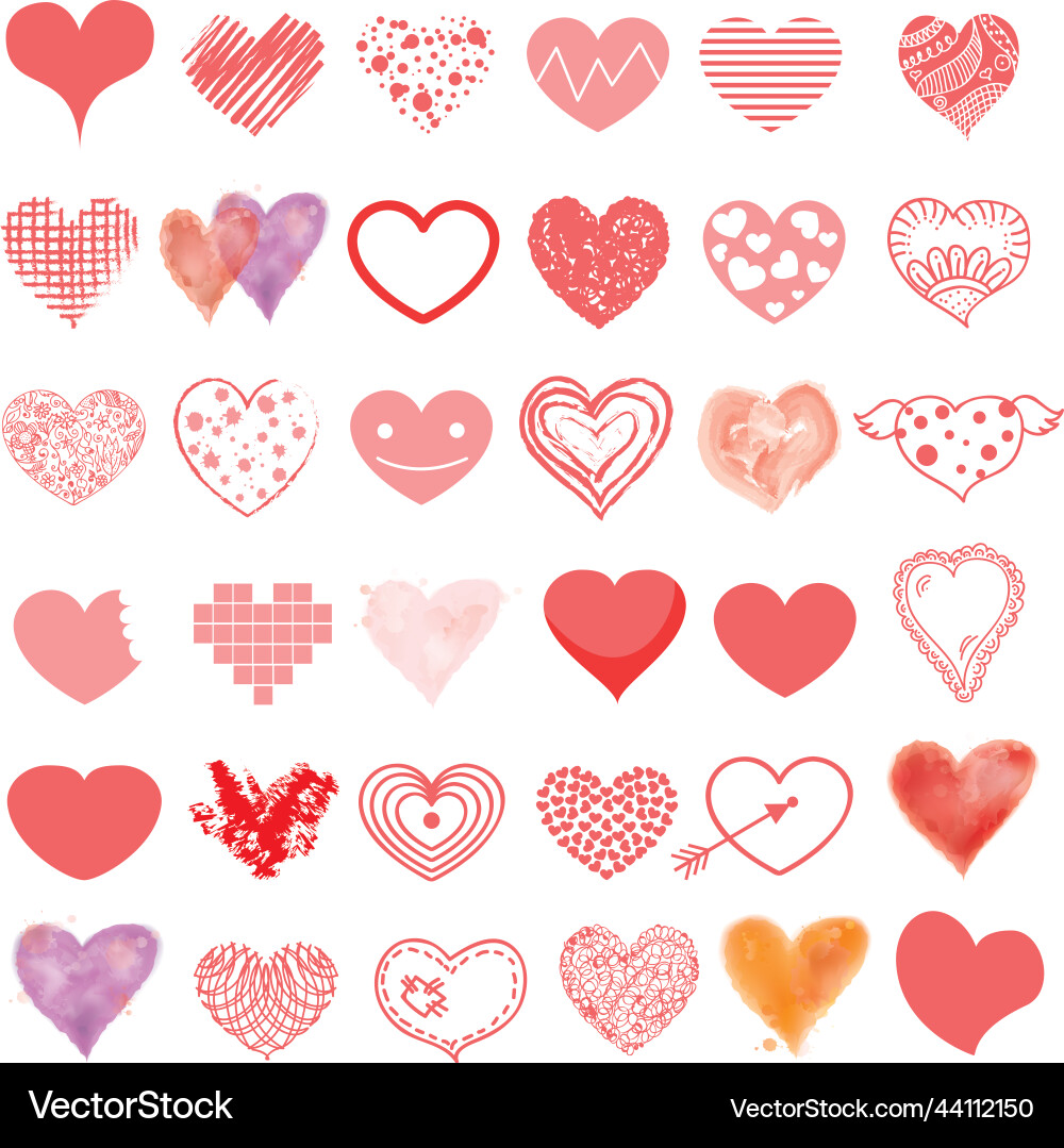 Hand drawn collection of grunge valentine Hand drawn collection of grunge valentine vector image