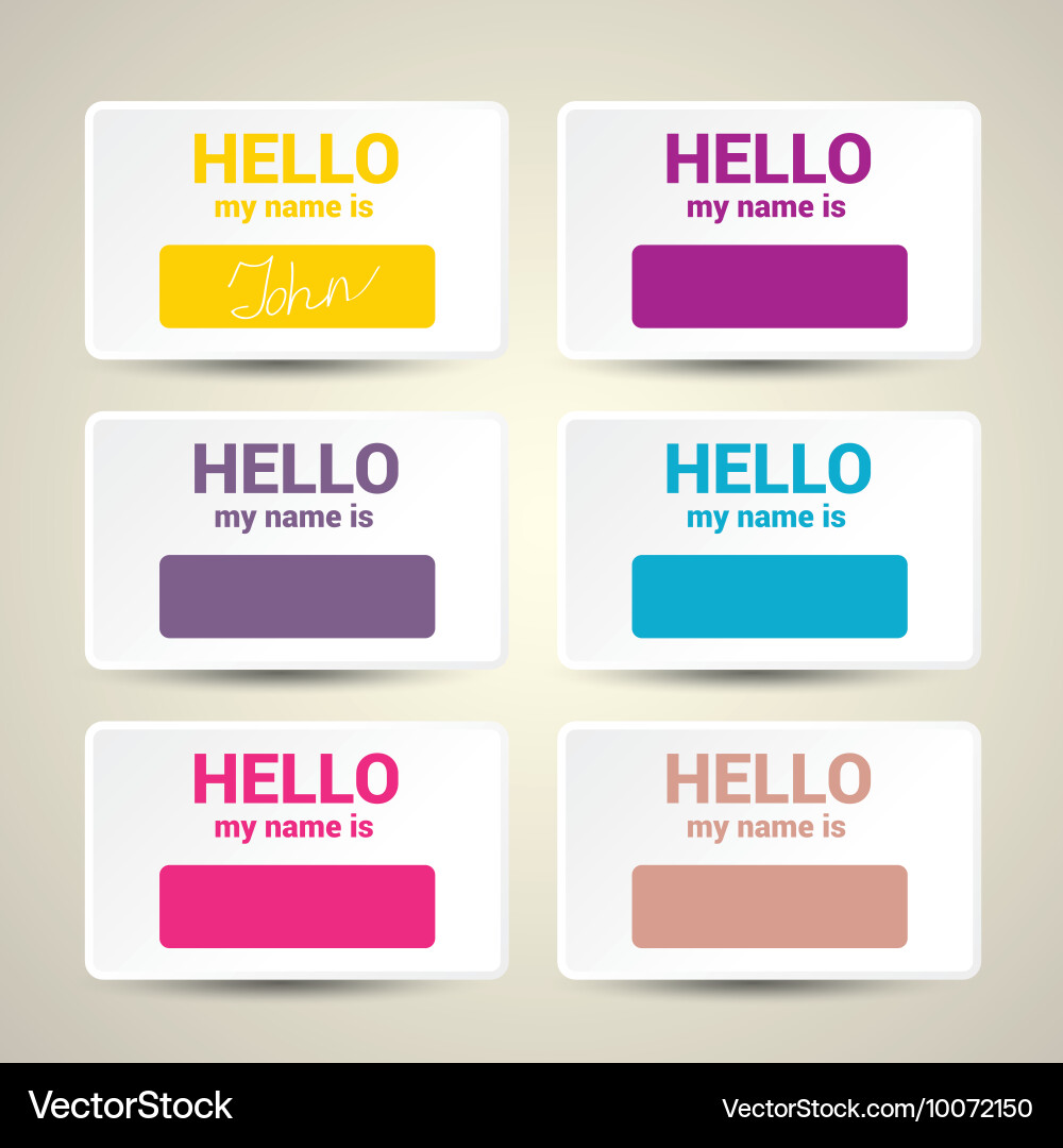 Hello my name is tag set vector image