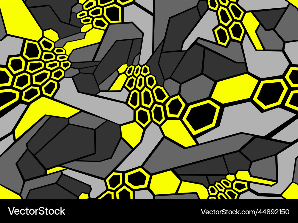 Hexagonal Camo Pattern - Yellow Vector Image