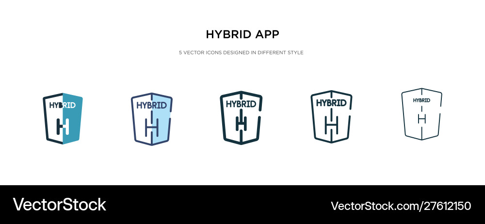 Hybrid app icon in different style two colored Hybrid app icon in different style two colored vector image