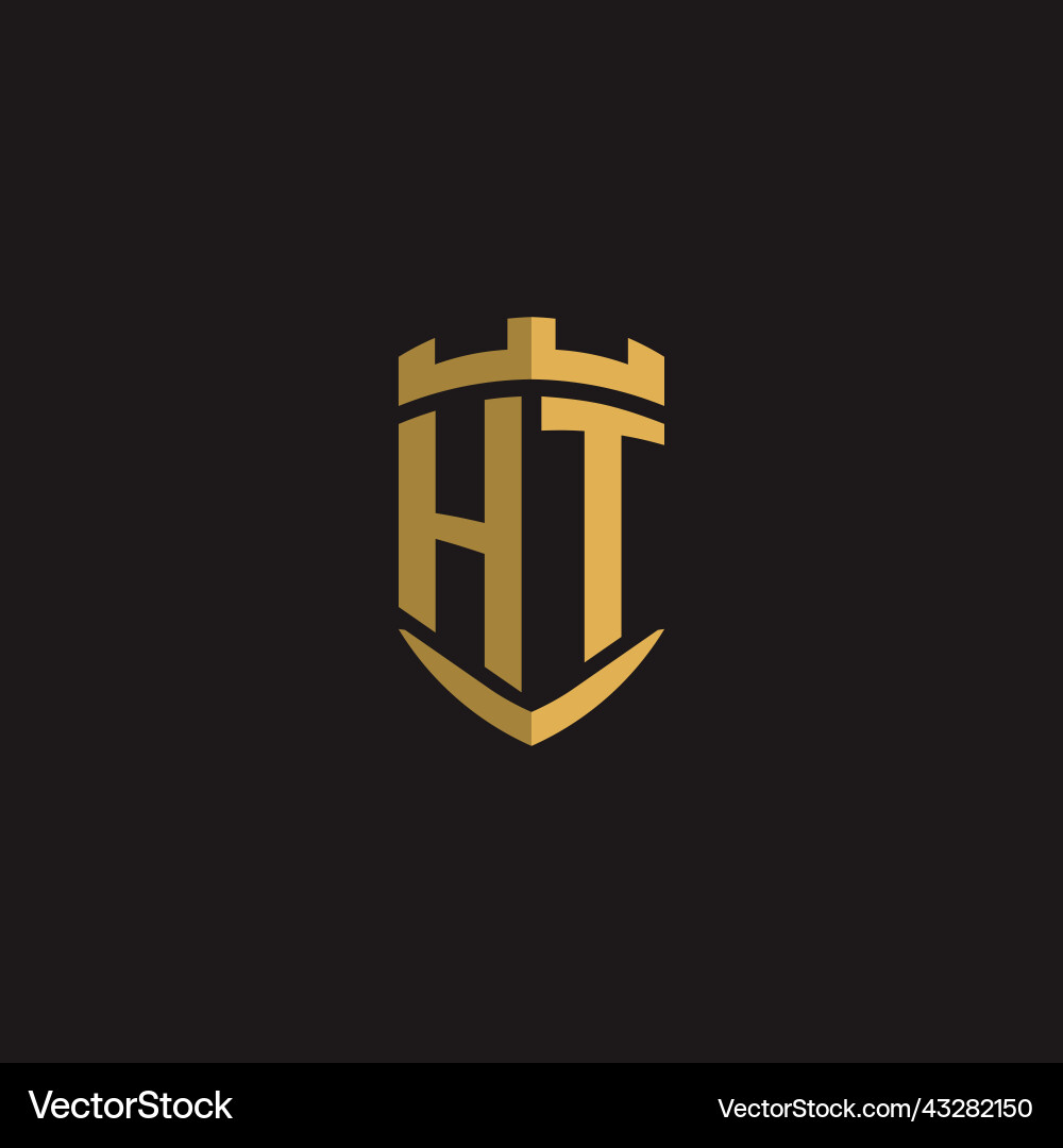Initials ht logo monogram with shield style design vector image