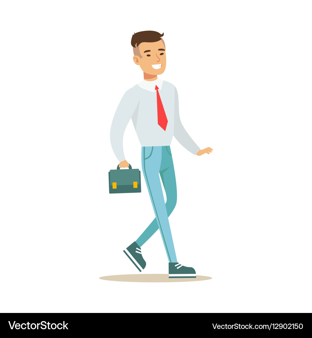 Man with suitcase going to work part of office Vector Image