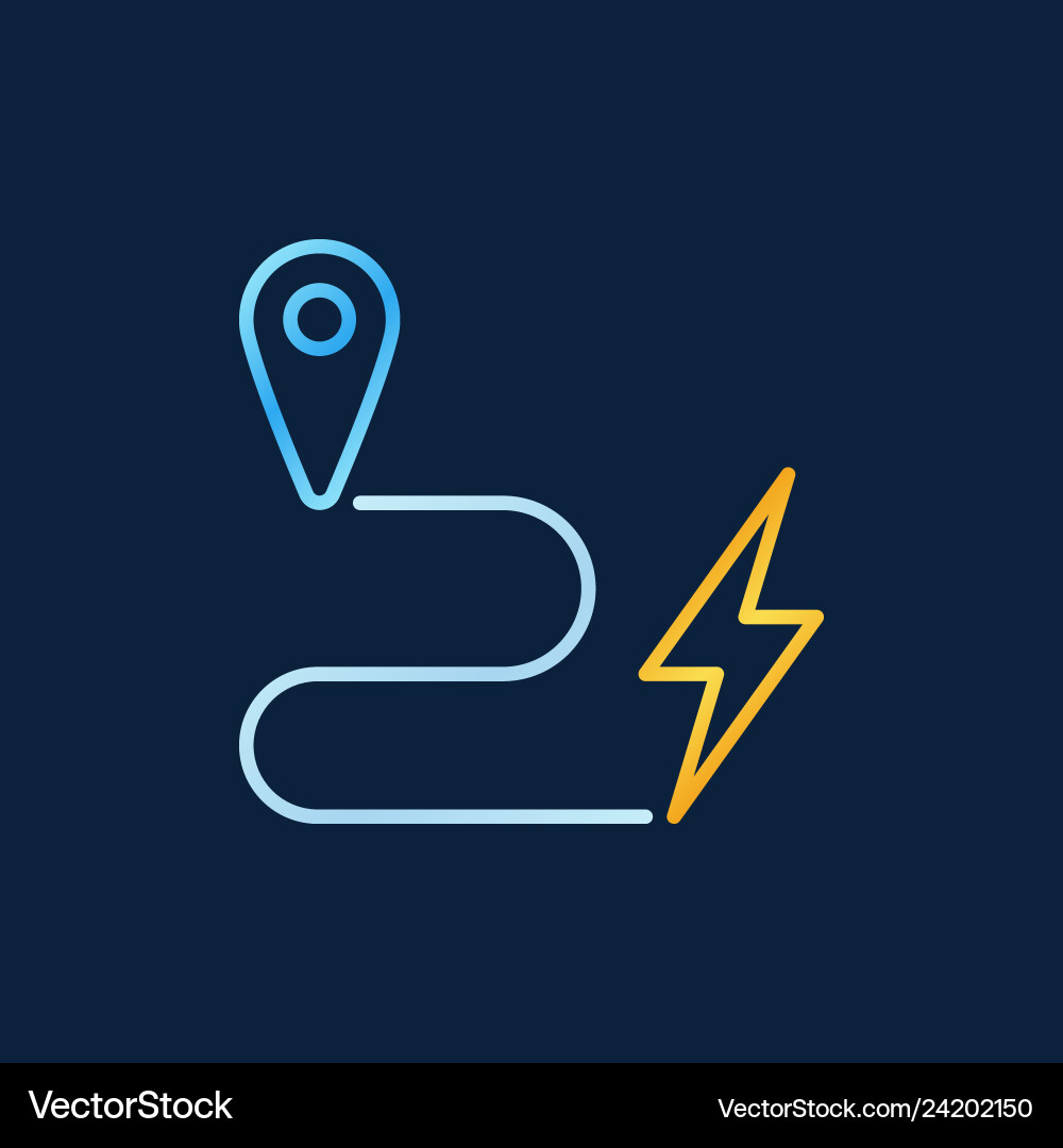 Map pointer and lightning outline colorful Map pointer and lightning outline colorful vector image