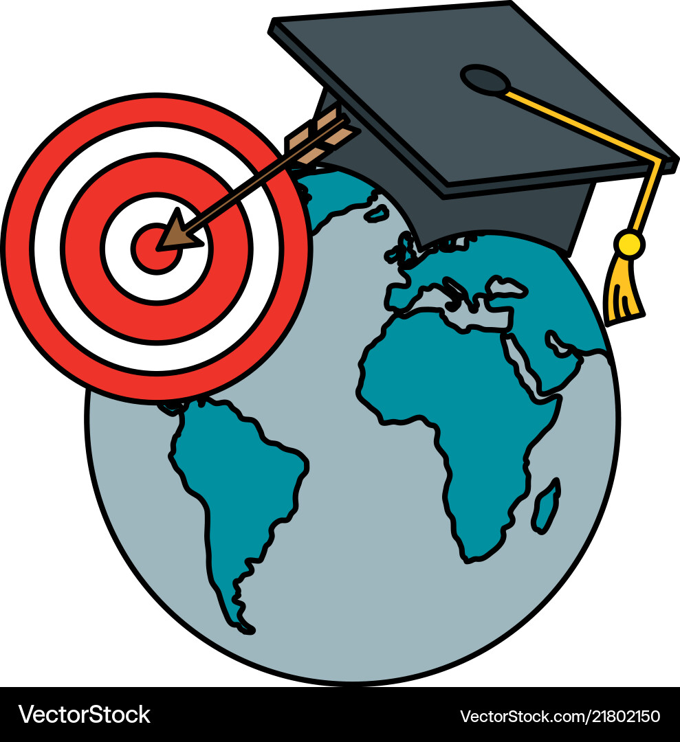 Planet graduated with target Planet graduated with target vector image