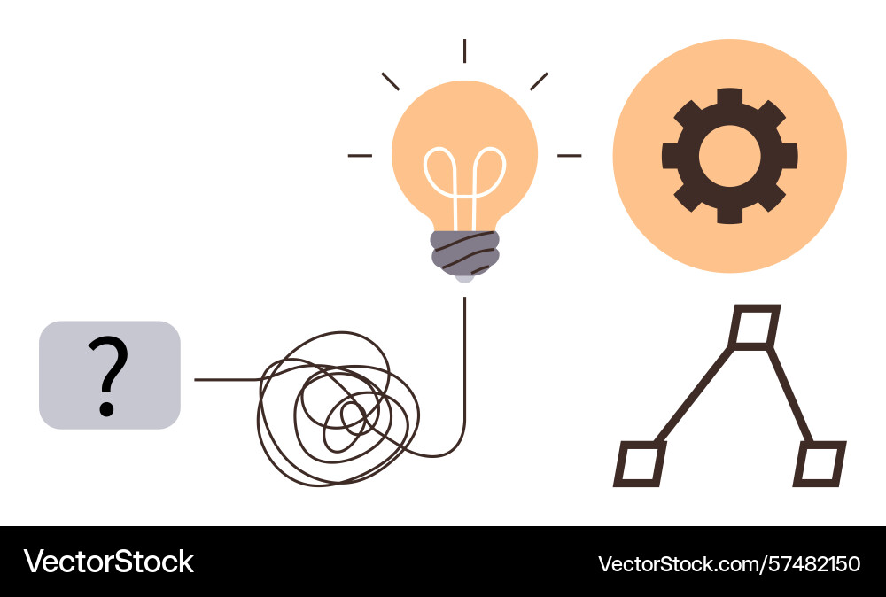 Problem-solving path from confusion to idea Problem-solving path from confusion to idea vector image