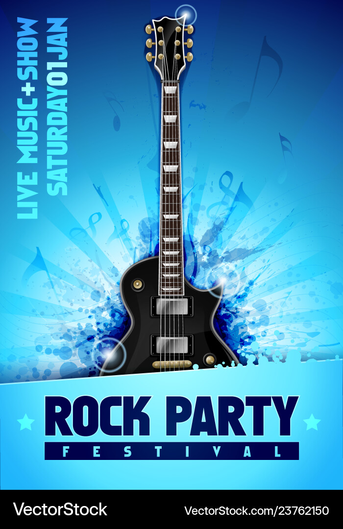 Rock Festival Flyer Design Template mit Gitarre Rock Festival Flyer Design Template mit Gitarre vektorbild