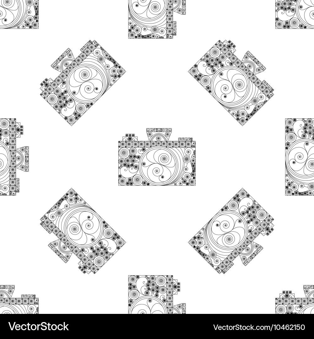 Seamless pattern with cameras in quilling style Vector Image