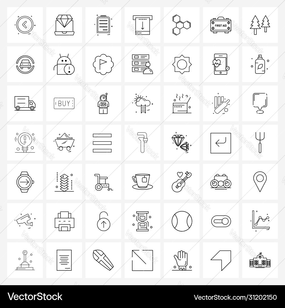 Set 49 simple line icons for web and print Vector Image