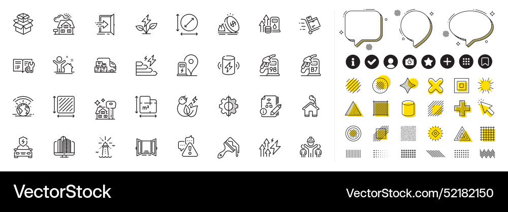 Set of algorithm warning and entrance line icons Set of algorithm warning and entrance line icons vector image