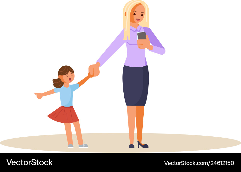 Smartphone addicted parent with device Smartphone addicted parent with device vector image