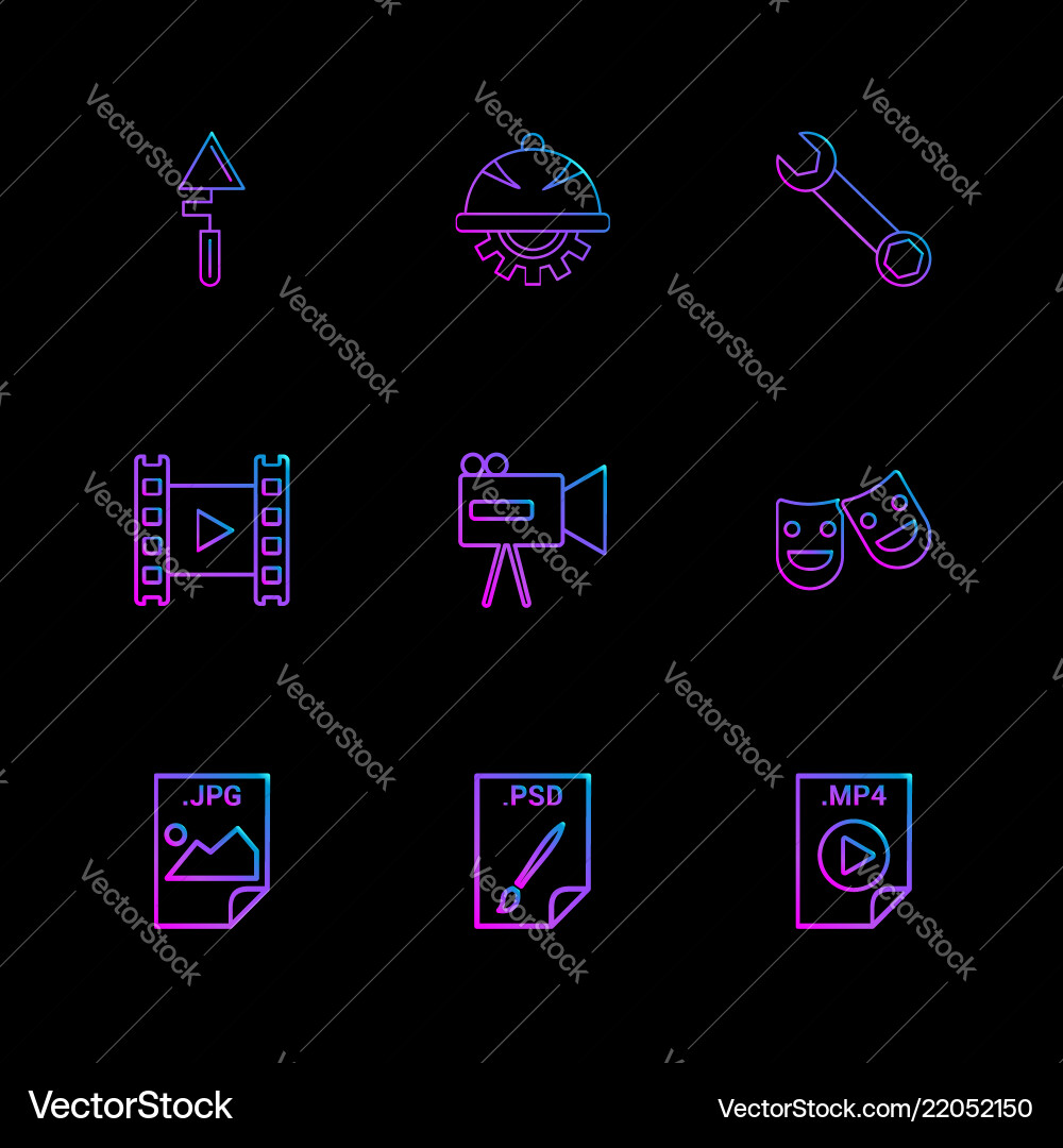 Spade gear wrench video camcoder smiley Vector Image