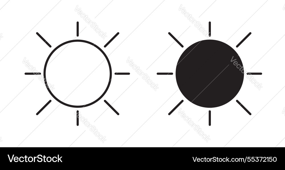 Sun icon set in thin line for web Sun icon set in thin line for web Vector Image