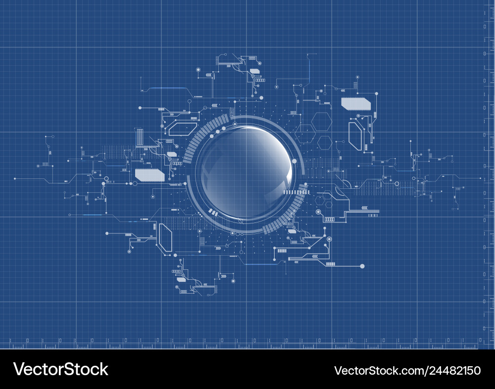 Technological Blueprint Circuitry Vector Image