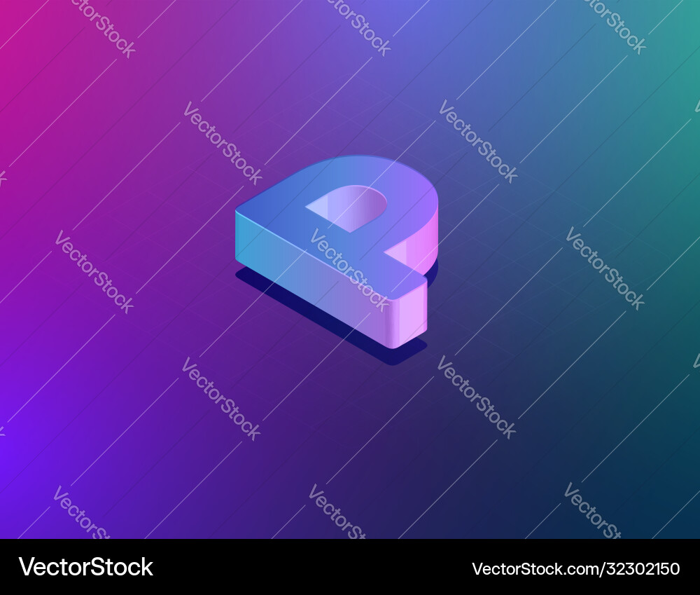 Three dee tech font character p isometric Three dee tech font character p isometric vector image