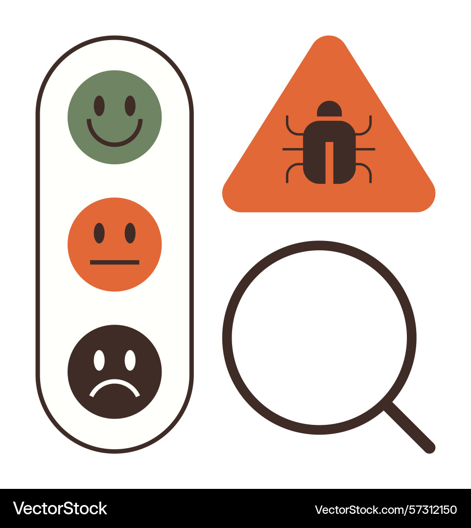 Traffic light feedback system bug warning Traffic light feedback system bug warning vector image