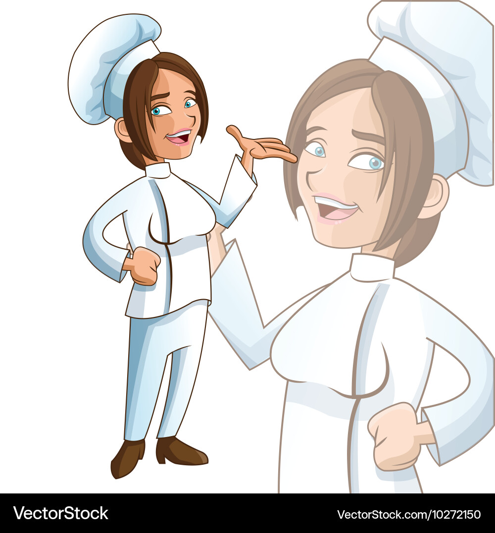 Woman girl chef kitchen restaurant design vector image